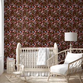 Spring Garden with Chocolate Brown Background Wallpaper