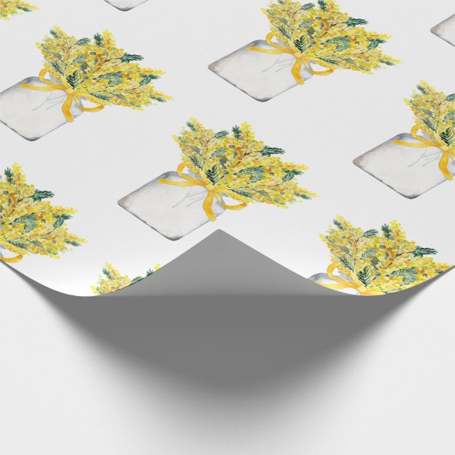 Spring Garden Yellow Flowers Glass Jar Watercolor Wrapping Paper (Corner)