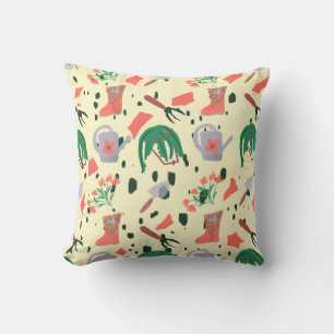 Spring Gardening Doodle Illustration Cushion