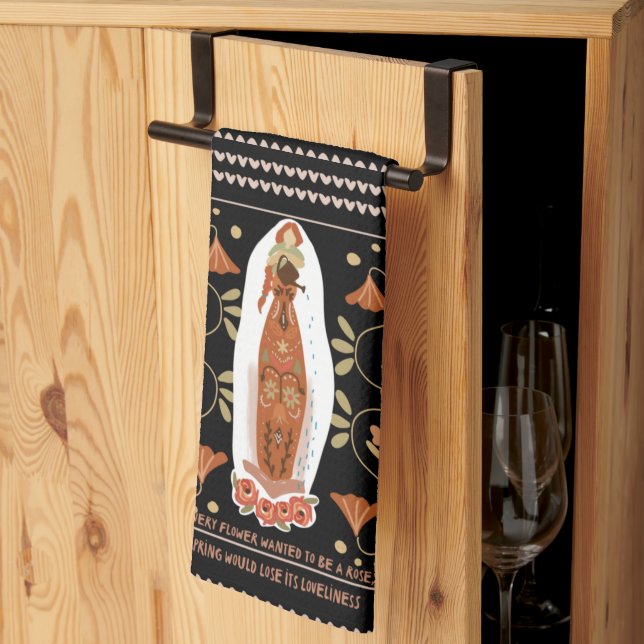 Spring Gardening Folk Art Tea Towel (Thirds Fold)