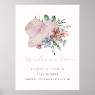 Spring Girl Garden Hat Baby Shower Welcome Sign