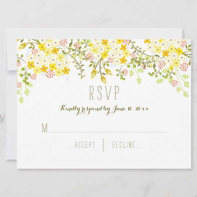 Spring Glory Yellow Floral Wedding Invitation (Front)