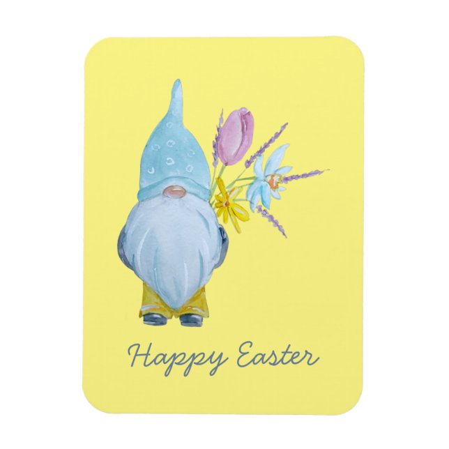 Spring Gnome Happy Easter Magnet (Vertical)