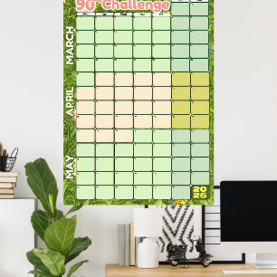 Spring Goal Setting Calendar 2025   90 Day Tracker Poster