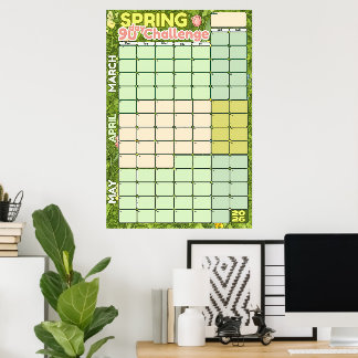 Spring Goal Setting Calendar 2025 | 90 Day Tracker Poster