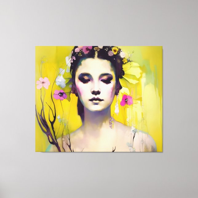 Spring Goddess Yellow Background Canvas Print (Front)