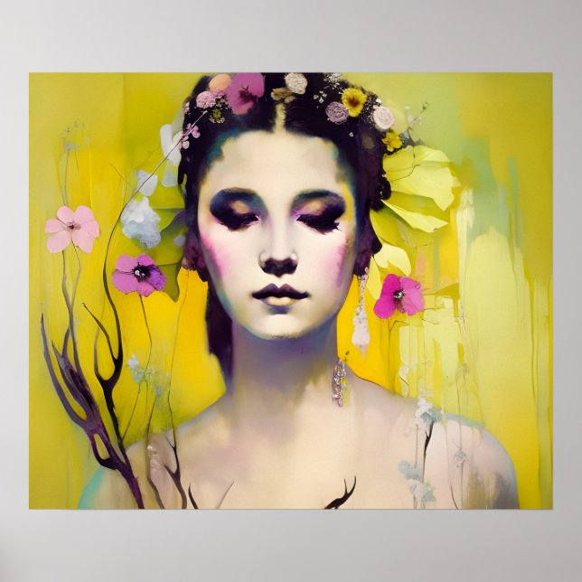 Spring Goddess Yellow Background Poster (Front)