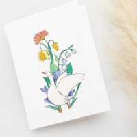 Spring Goose in Flowers Blank