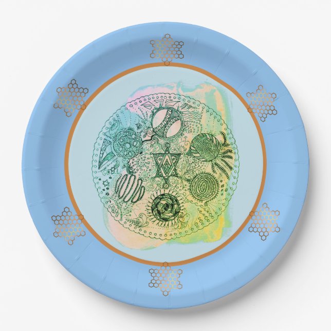 Spring Green Abstract Passover Seder Plate   (Front)