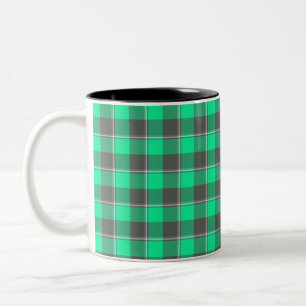 Spring Green and Finlandia Black Plaid Two-Tone Coffee Mug