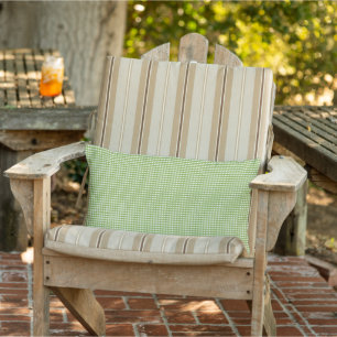 Spring Green and White Gingham Lumbar Lumbar Cushion