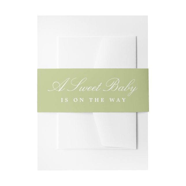 Spring Green and White Sweet Baby on the Way Invitation Belly Band (Front Example)