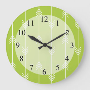 Spring Green Arrow Pattern Large Clock