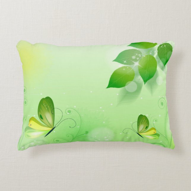 Spring Green Background With Butterfly Decorative Cushion (Front)