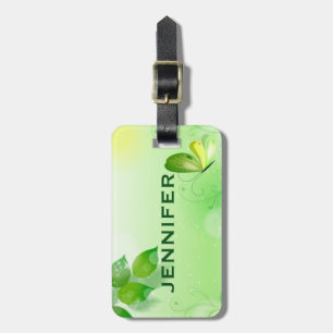 Spring Green Background With Butterfly Luggage Tag