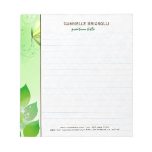 Spring Green Background With Butterfly Notepad