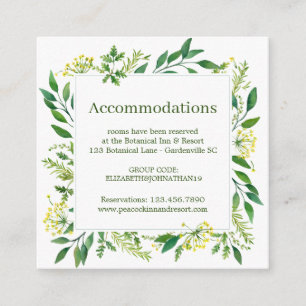 Spring Green Botanical Herbs Wedding Accomodation Enclosure Card