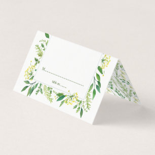Spring Green Botanical Herbs Wedding Table Cards