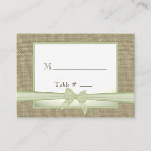 Spring Green Burlap and Bow Seating Cards