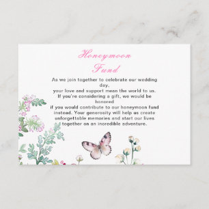 Spring Green Butterfly Floral Wedding Enclosure Card