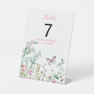 Spring Green Butterfly Floral Wedding Pedestal Sign