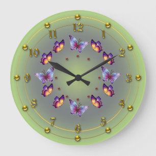 Spring Green Butterfly ring Large Clock
