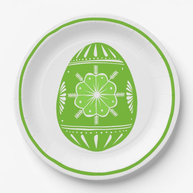 Spring Green Easter Egg  Paper Plate (Front)