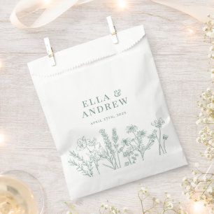Spring Green Elegant Boho Wildflower Wedding Favour Bags