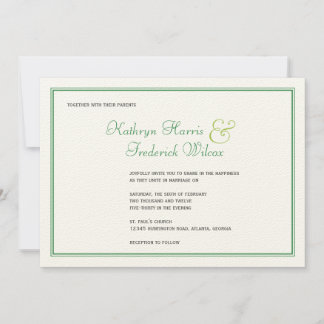 Spring green elegant formal wedding invitation