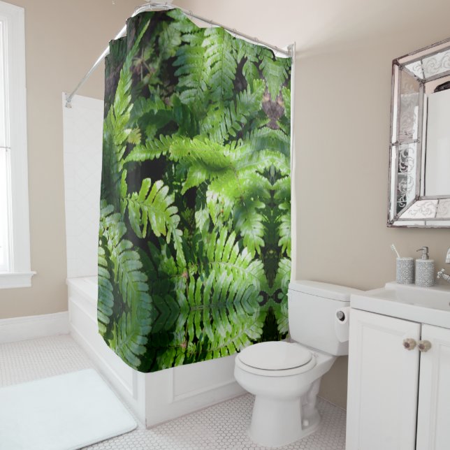Spring Green Ferns forest botanical Shower Curtain (In Situ)
