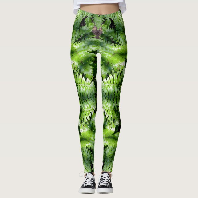 Spring Green Ferns Leggings (Front)