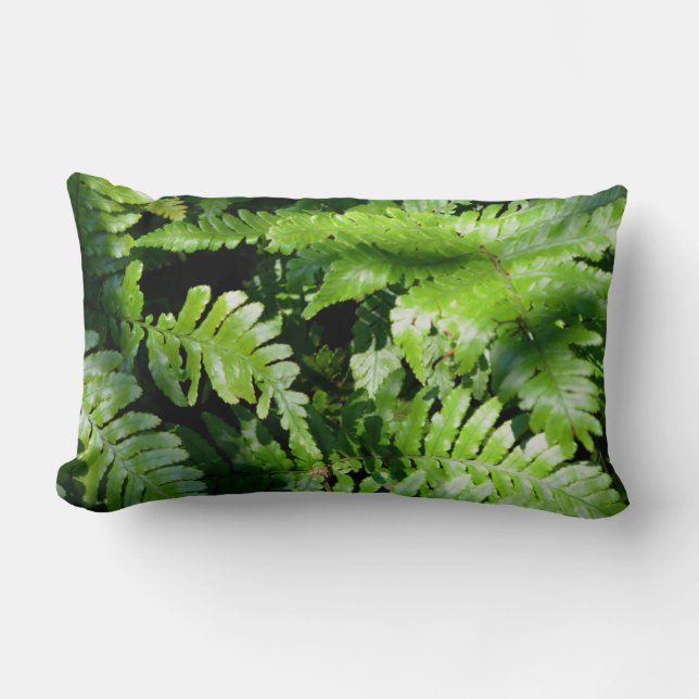 Spring Green Ferns Lumbar Cushion (Front)