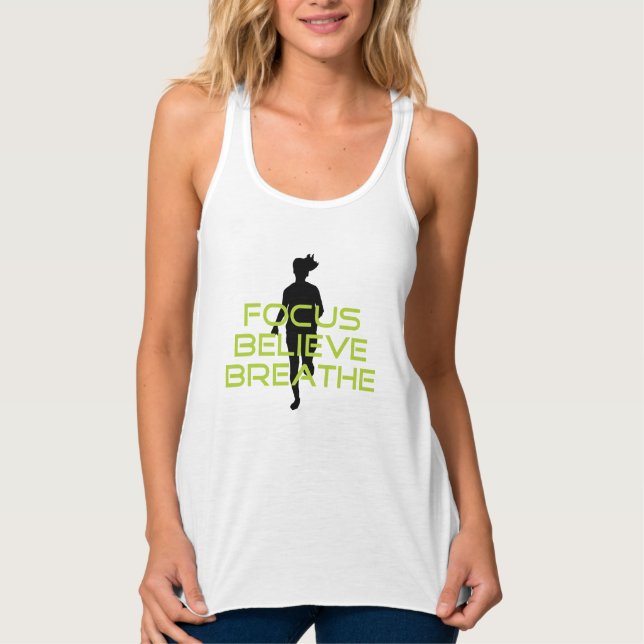 Spring Green Focus Believe Breathe Singlet (Front)