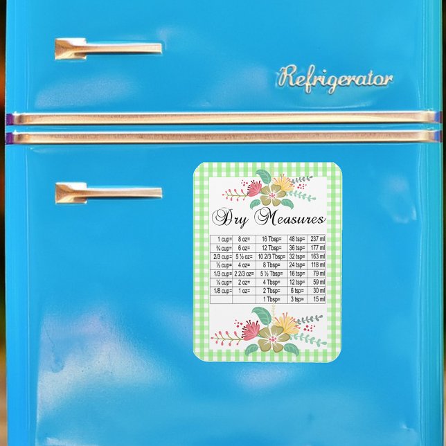Spring Green Gingham Dry Measures Floral Magnet (Creator Uploaded)