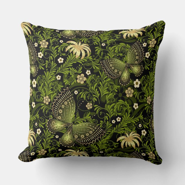 Spring Green-gold Pattern Cushion (Front)