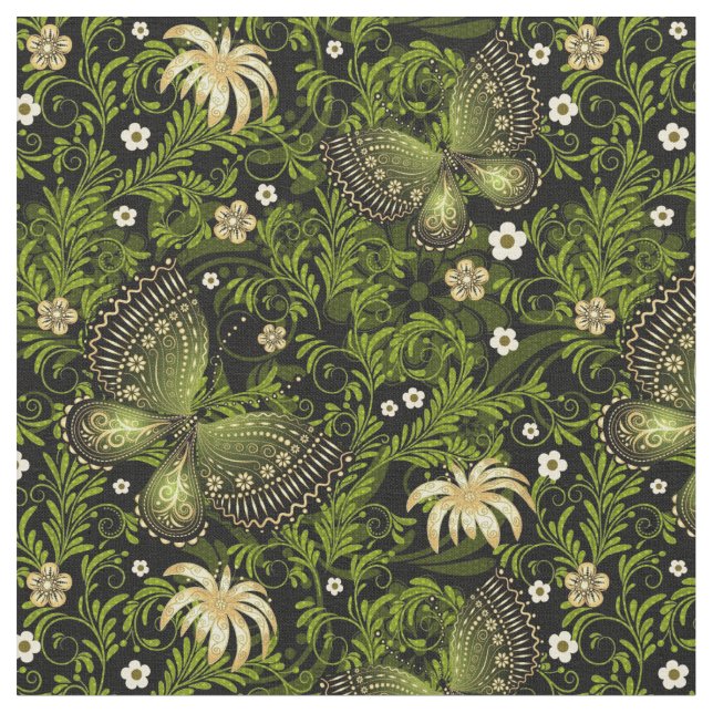 Spring Green-gold Pattern Fabric (Close Up)