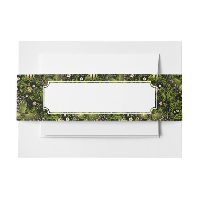 Spring Green-gold Pattern Invitation Belly Band (Front Example)