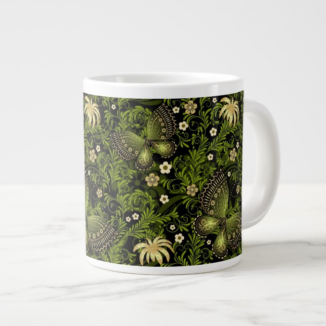Spring Green-gold Pattern Large Coffee Mug (Front Right)
