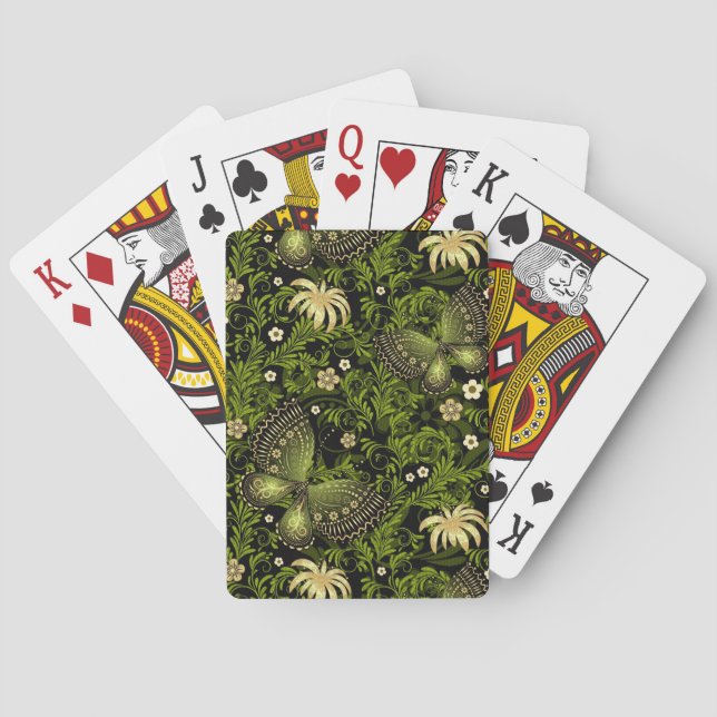 Spring Green-gold Pattern Playing Cards (Back)