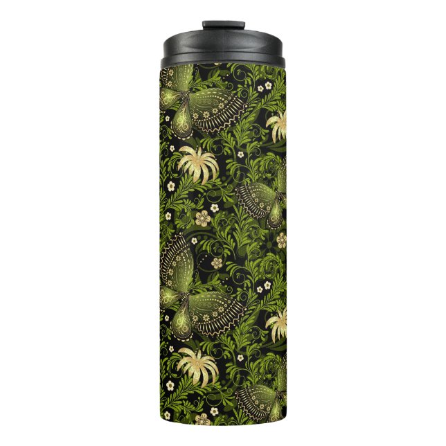Spring Green-gold Pattern Thermal Tumbler (Front)
