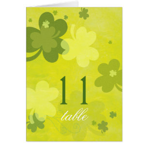 Spring Green Irish Shamrocks Wedding Table Numbers