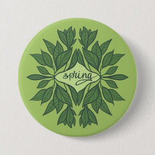 Spring Green Leaves Aesthetic Typography 7.5 Cm Round Badge