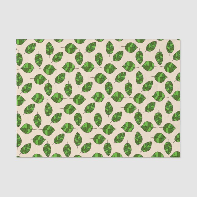 Spring Green Leaves Graphical Leaf Pattern Tissue Paper (Front)