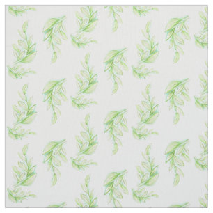 Spring green leaves watercolor art pattern fabric