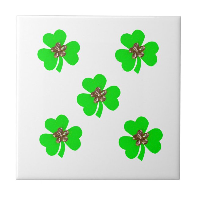 Spring green, light green clovers for kitchen tile (Front)