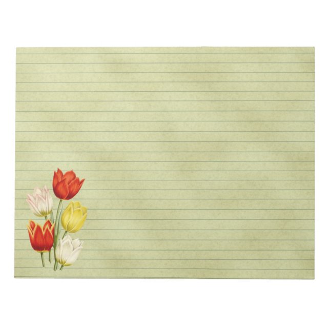 Spring Green Lined With Tulips Notepad (Front)