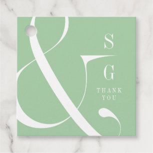 Spring green modern typography couples monogram favour tags
