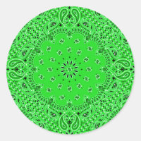 Spring Green Paisley Western Bandanna Scarf Print
