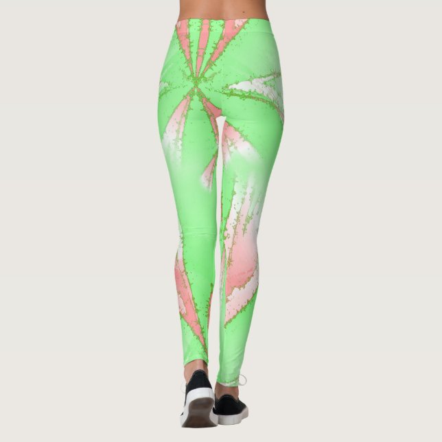 Spring Green Pink White Leggings (Back)