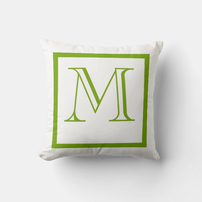 Spring Green Positive Negative Monogrammed Pillow (Front)